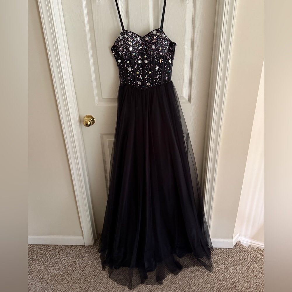 Blondie Nites Black Beaded corset Gown